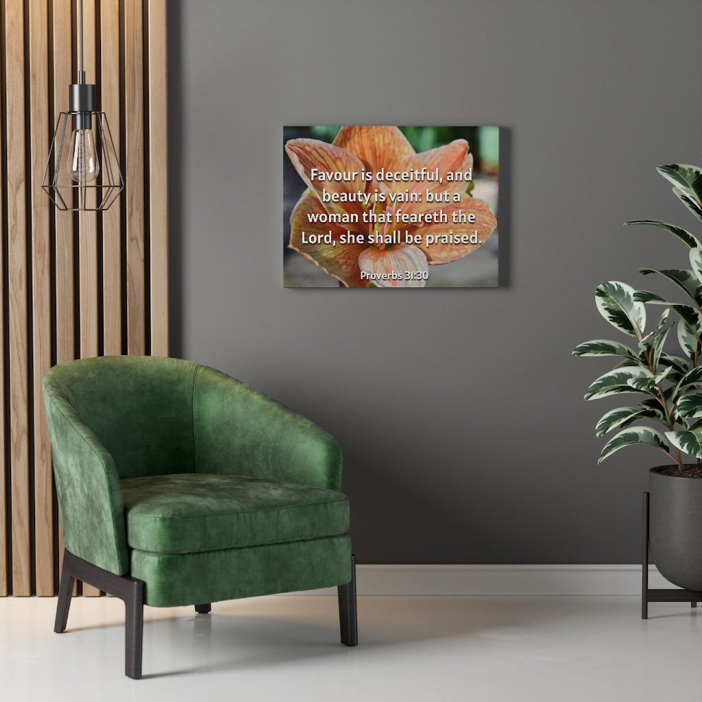 Scripture Walls She Shall Be Praised Proverbs 31:30 Bible Verse Canvas Christian Wall Art Ready to Hang Unframed-Express Your Love Gifts