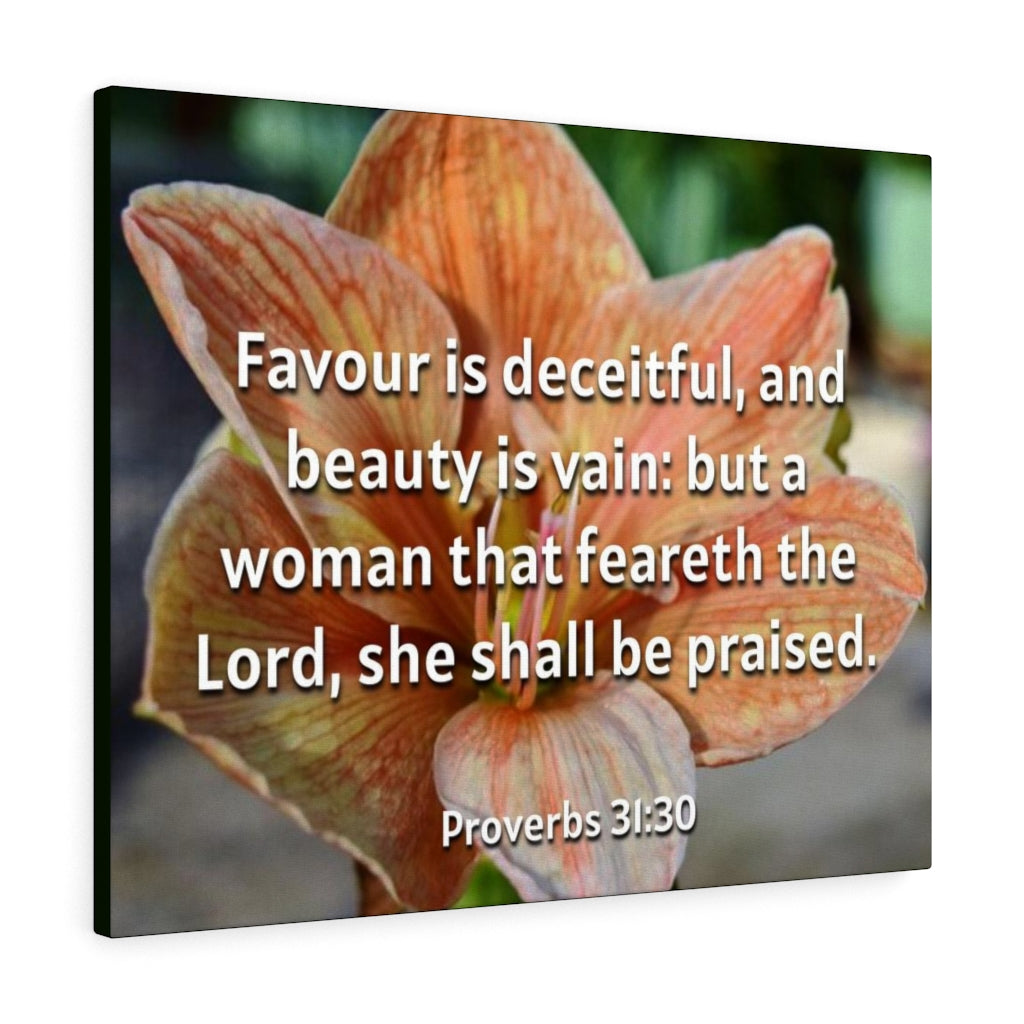 Scripture Walls She Shall Be Praised Proverbs 31:30 Bible Verse Canvas Christian Wall Art Ready to Hang Unframed-Express Your Love Gifts