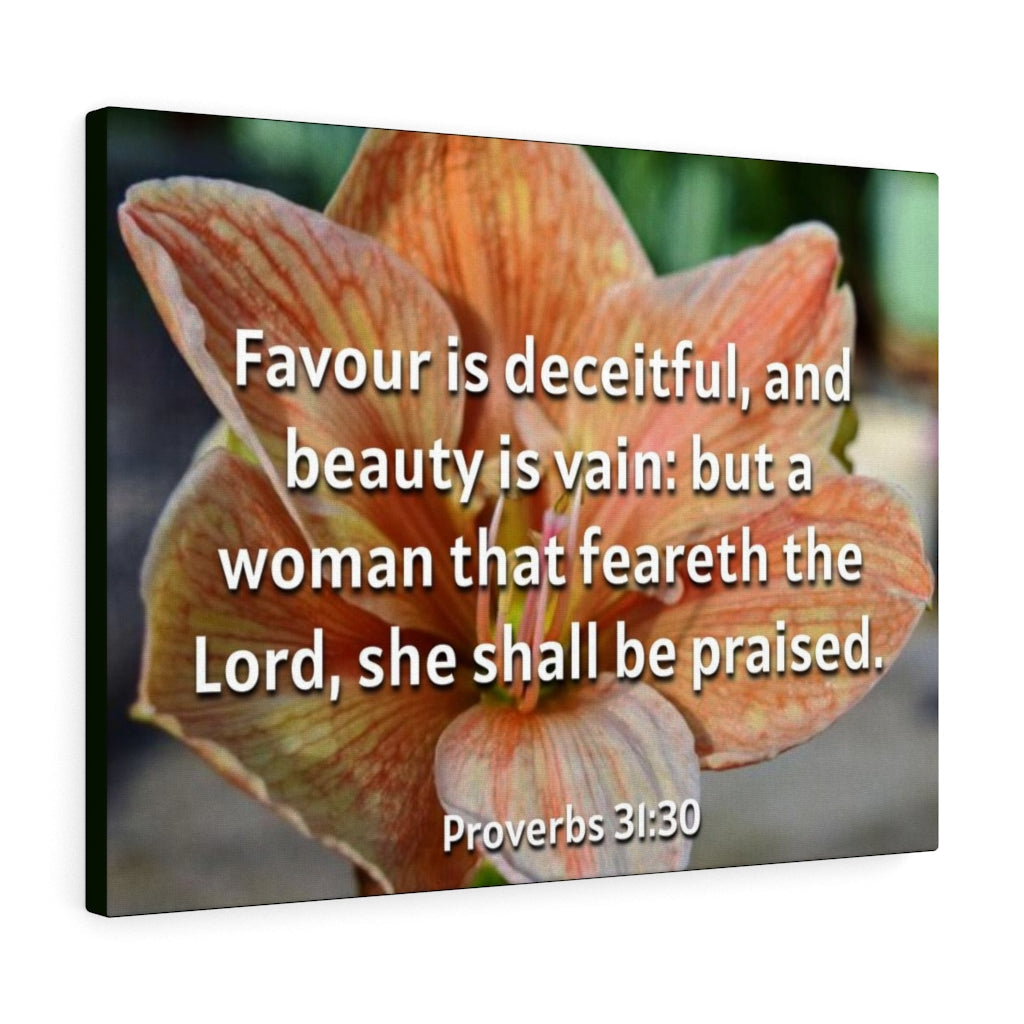 Scripture Walls She Shall Be Praised Proverbs 31:30 Bible Verse Canvas Christian Wall Art Ready to Hang Unframed-Express Your Love Gifts