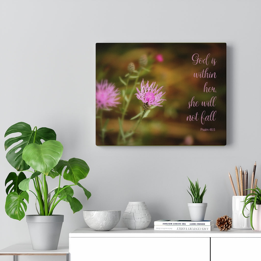 Scripture Walls She Will Not Fall Psalm 46:5 Bible Verse Canvas Christian Wall Art Ready to Hang Unframed-Express Your Love Gifts