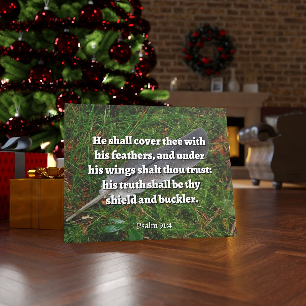 Scripture Walls Shield And Buckler Psalms 91:4 Bible Verse Canvas Christian Wall Art Ready to Hang Unframed-Express Your Love Gifts
