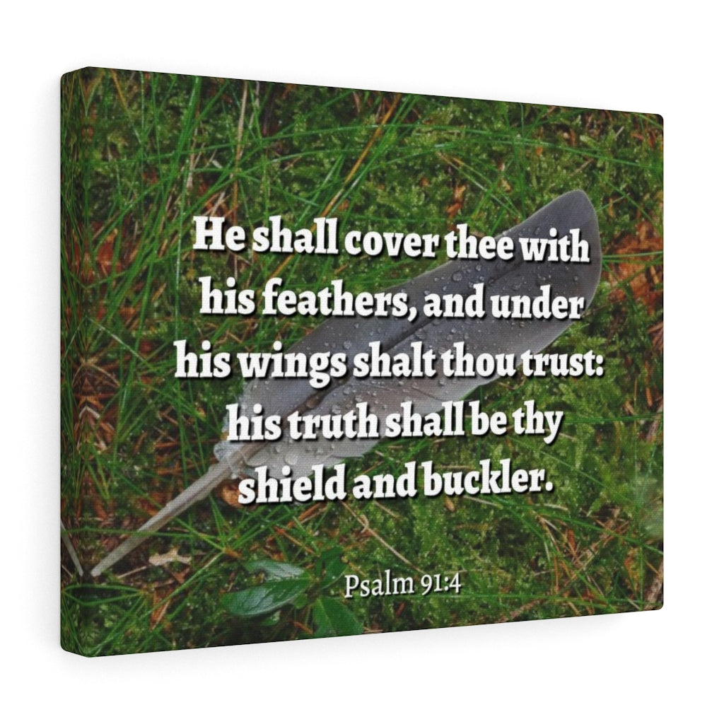 Scripture Walls Shield And Buckler Psalms 91:4 Bible Verse Canvas Christian Wall Art Ready to Hang Unframed-Express Your Love Gifts