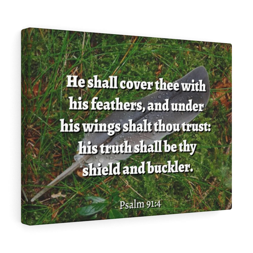 Scripture Walls Shield And Buckler Psalms 91:4 Bible Verse Canvas Christian Wall Art Ready to Hang Unframed-Express Your Love Gifts