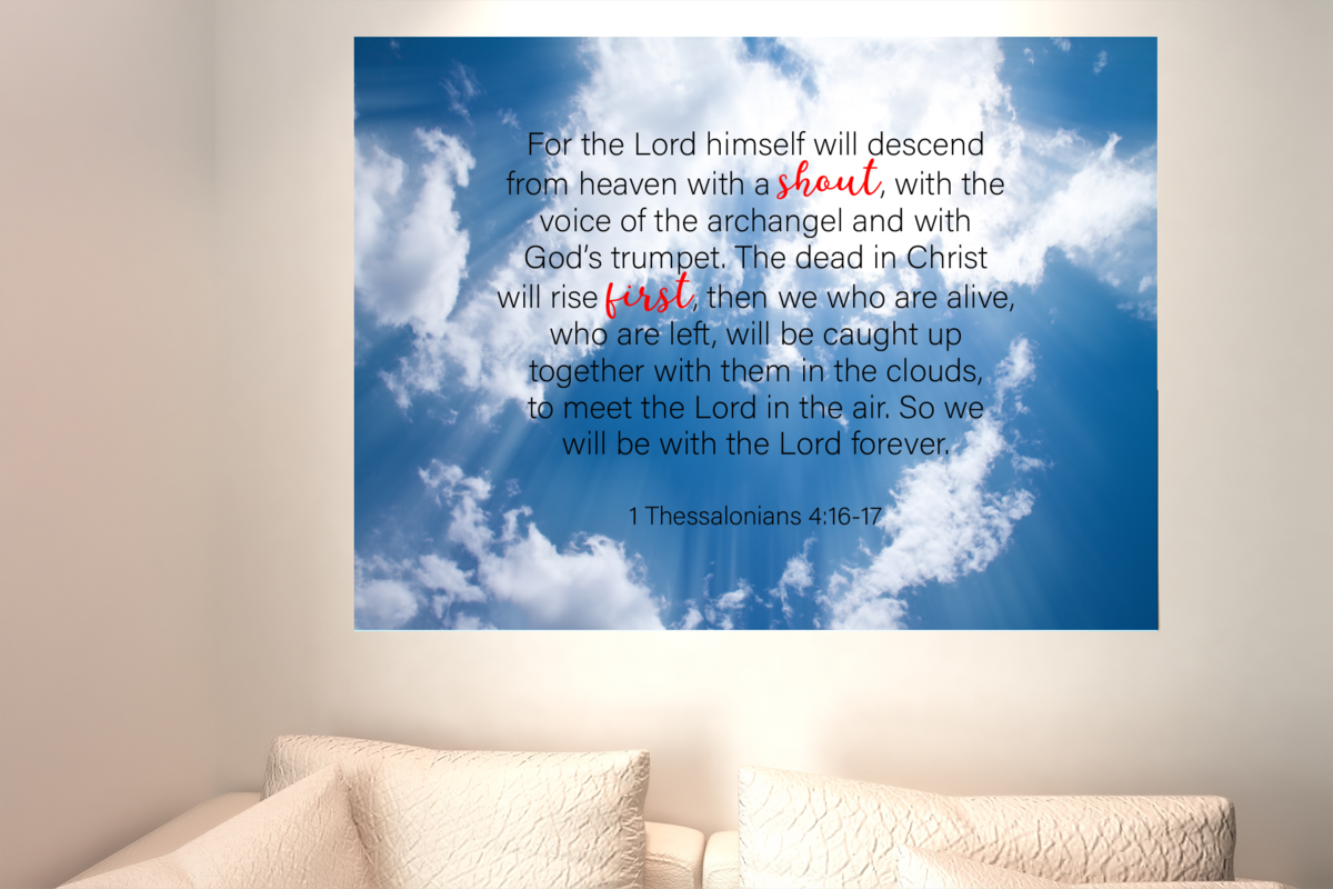 Scripture Walls Shout First 1 Thessalonians 4:16-17 Bible Verse Canvas Christian Wall Art Ready to Hang Unframed-Express Your Love Gifts