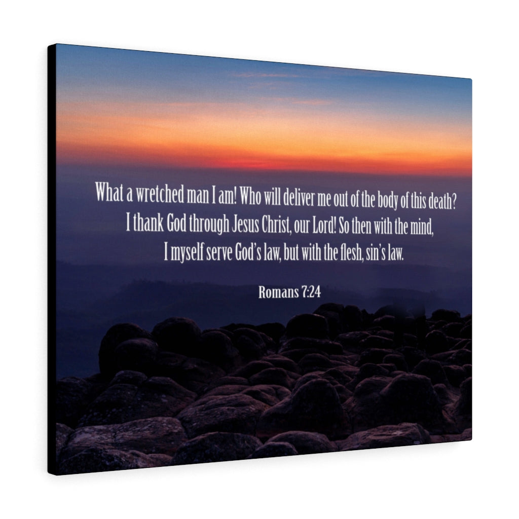 Scripture Walls Sin's Law Romans 7:24-25 Bible Verse Canvas Christian Wall Art Ready to Hang Unframed-Express Your Love Gifts
