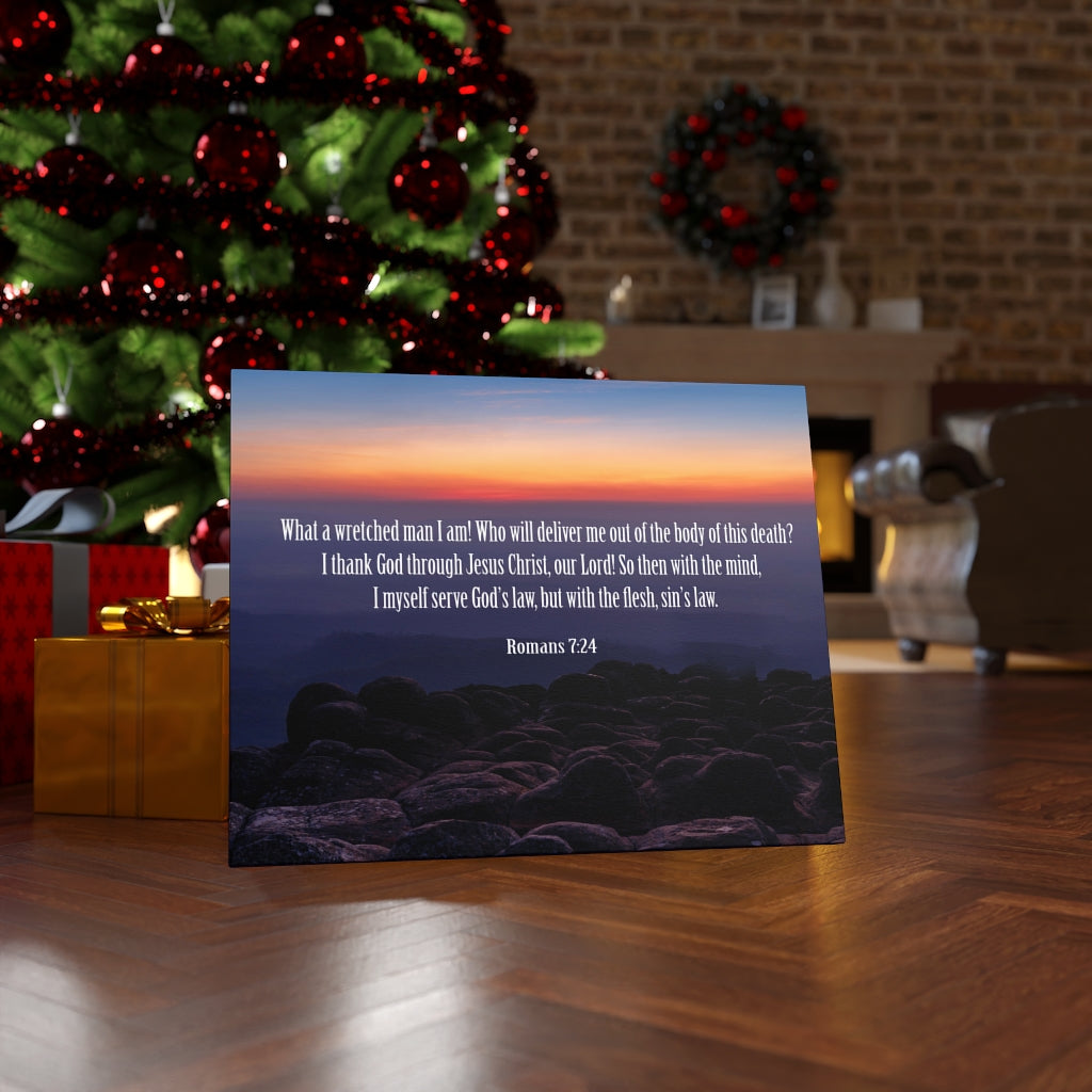 Scripture Walls Sin's Law Romans 7:24-25 Bible Verse Canvas Christian Wall Art Ready to Hang Unframed-Express Your Love Gifts