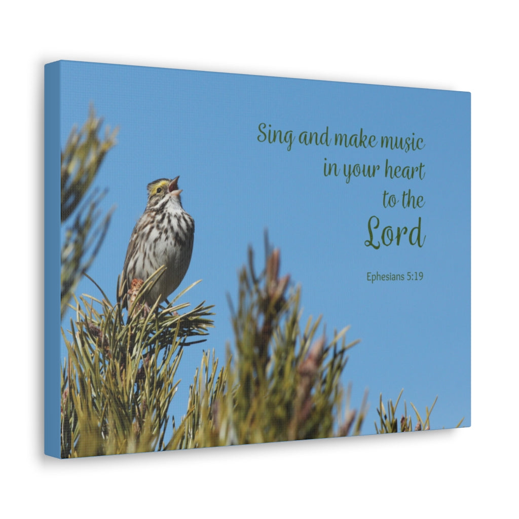 Scripture Walls Sing And Make Music Ephesians 5:19 Bible Verse Canvas Christian Wall Art Ready to Hang Unframed-Express Your Love Gifts