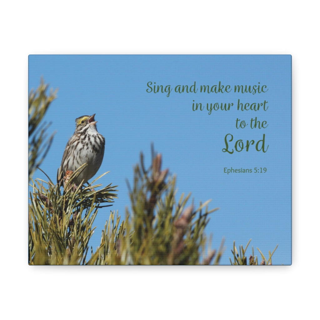 Scripture Walls Sing And Make Music Ephesians 5:19 Bible Verse Canvas Christian Wall Art Ready to Hang Unframed-Express Your Love Gifts