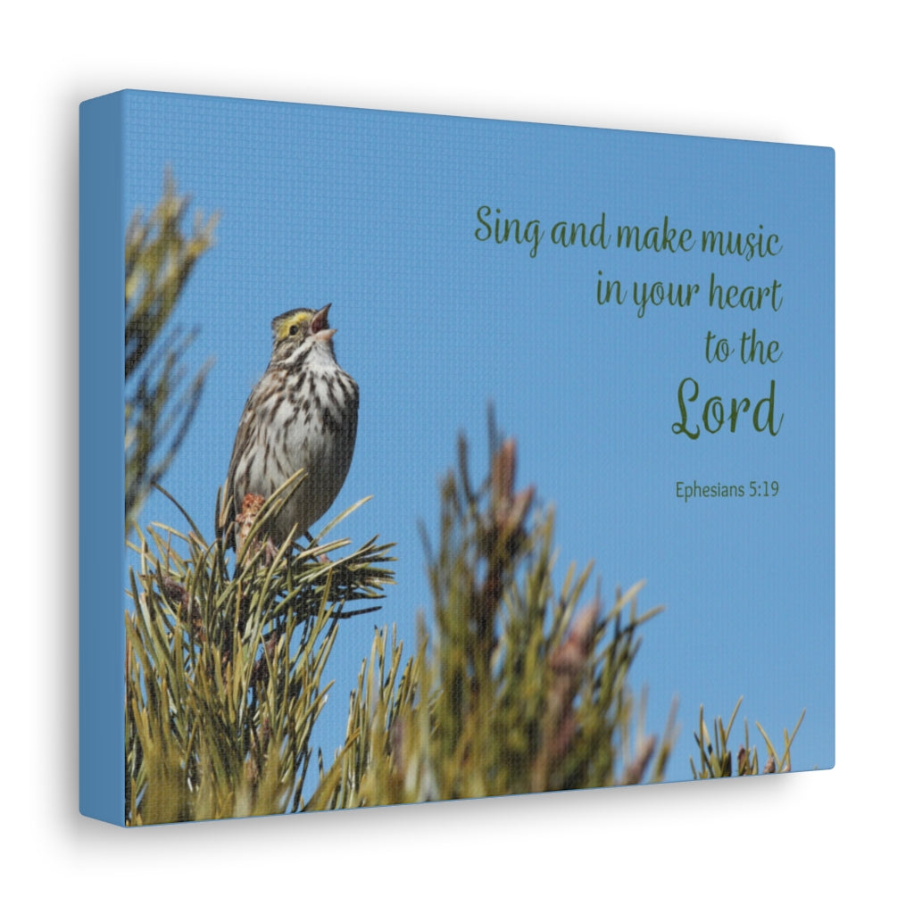 Scripture Walls Sing And Make Music Ephesians 5:19 Bible Verse Canvas Christian Wall Art Ready to Hang Unframed-Express Your Love Gifts