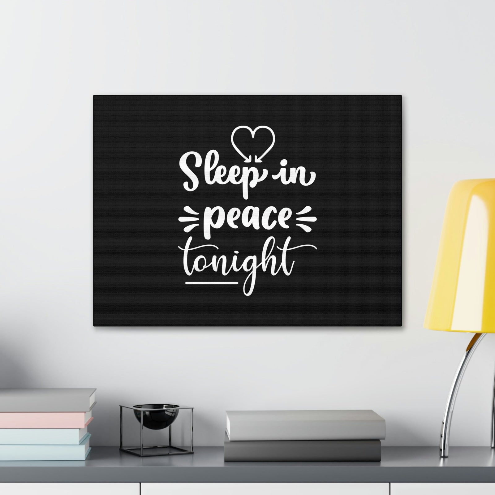 Scripture Walls Sleep In Peace Tonight Psalm 4:8 White Christian Wall Art Bible Verse Print Ready to Hang Unframed-Express Your Love Gifts