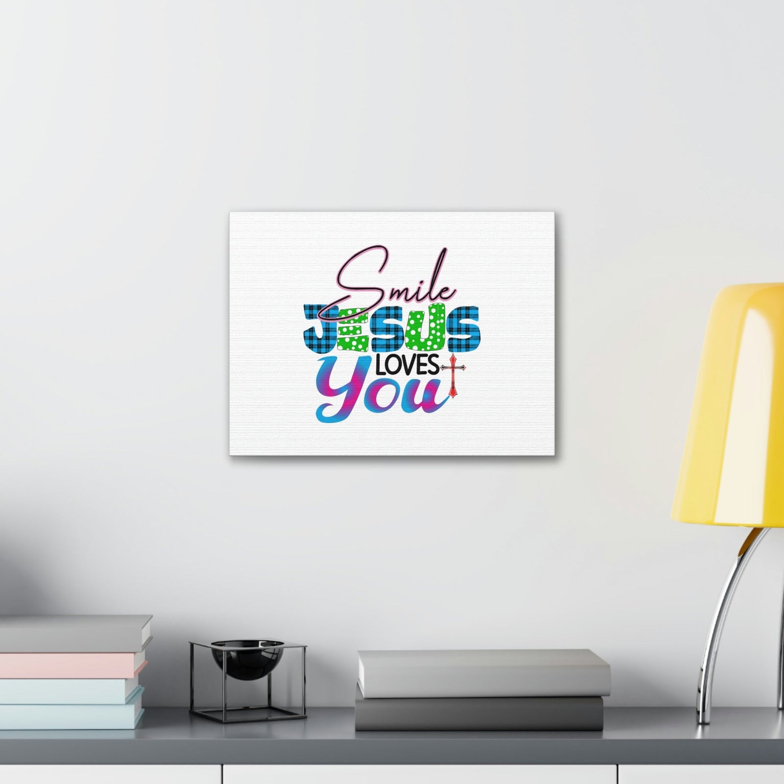Scripture Walls Smile Jesus Loves You John 3:16 Cross Christian Wall Art Bible Verse Print Ready to Hang Unframed-Express Your Love Gifts