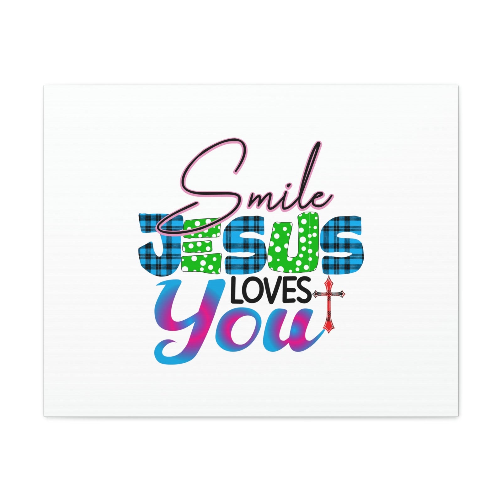 Scripture Walls Smile Jesus Loves You John 3:16 Cross Christian Wall Art Bible Verse Print Ready to Hang Unframed-Express Your Love Gifts