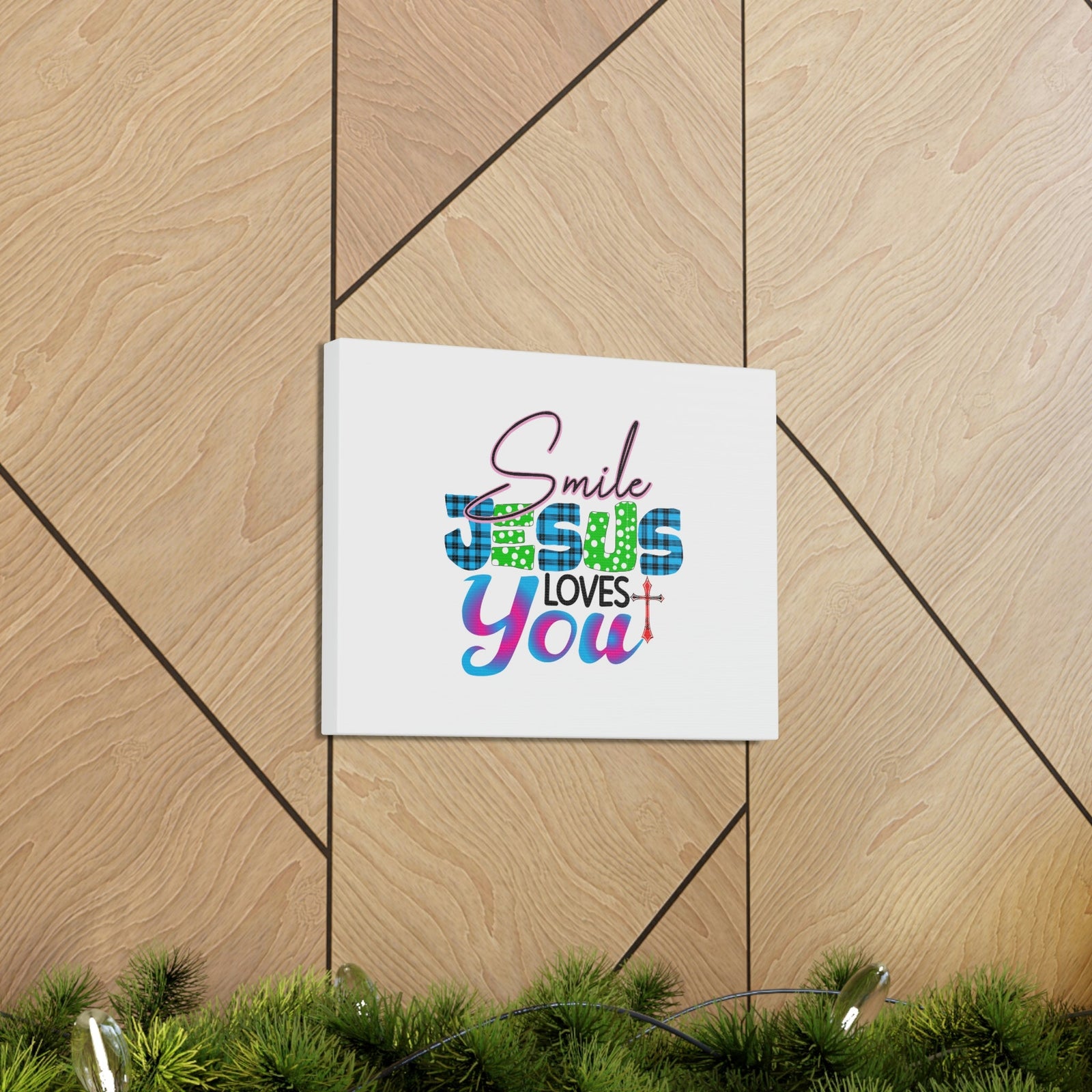 Scripture Walls Smile Jesus Loves You John 3:16 Cross Christian Wall Art Bible Verse Print Ready to Hang Unframed-Express Your Love Gifts