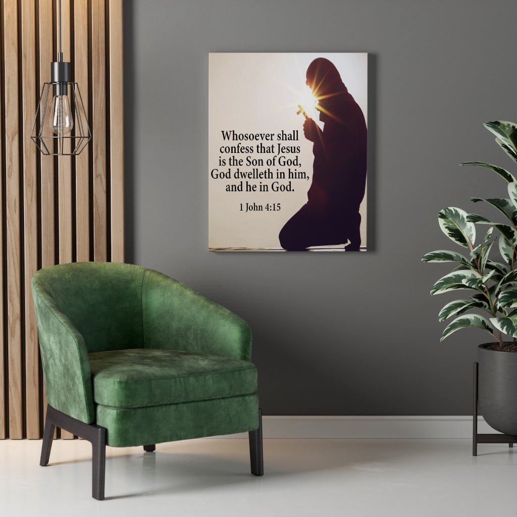 Scripture Walls Son of God 1 John 4:15 Bible Verse Canvas Christian Wall Art Ready to Hang Unframed-Express Your Love Gifts