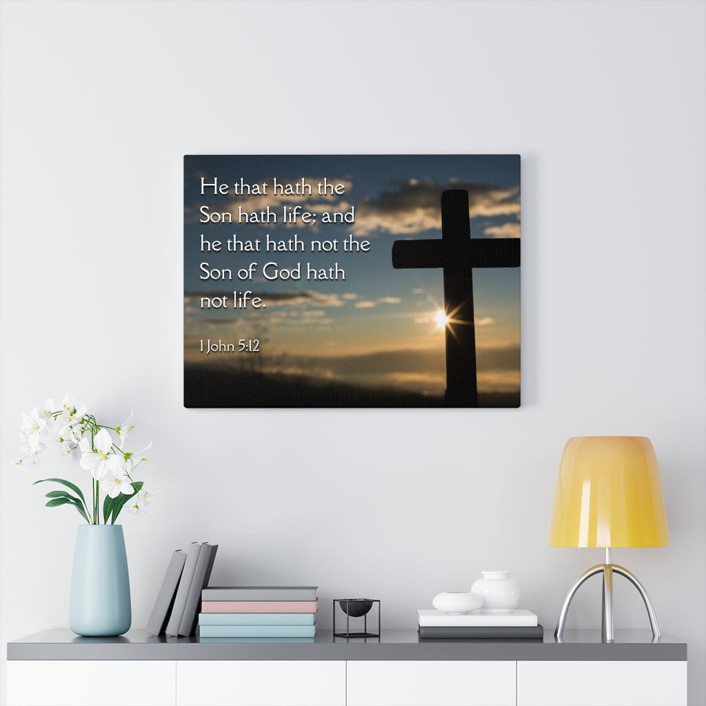 Scripture Walls Son Of God 1 John 5:12 Bible Verse Canvas Christian Wall Art Ready to Hang Unframed-Express Your Love Gifts
