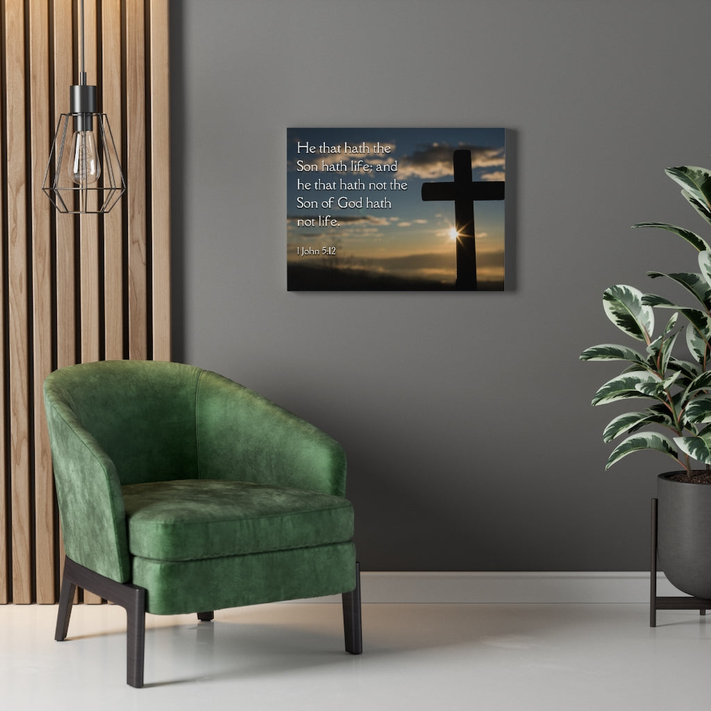Scripture Walls Son Of God 1 John 5:12 Bible Verse Canvas Christian Wall Art Ready to Hang Unframed-Express Your Love Gifts