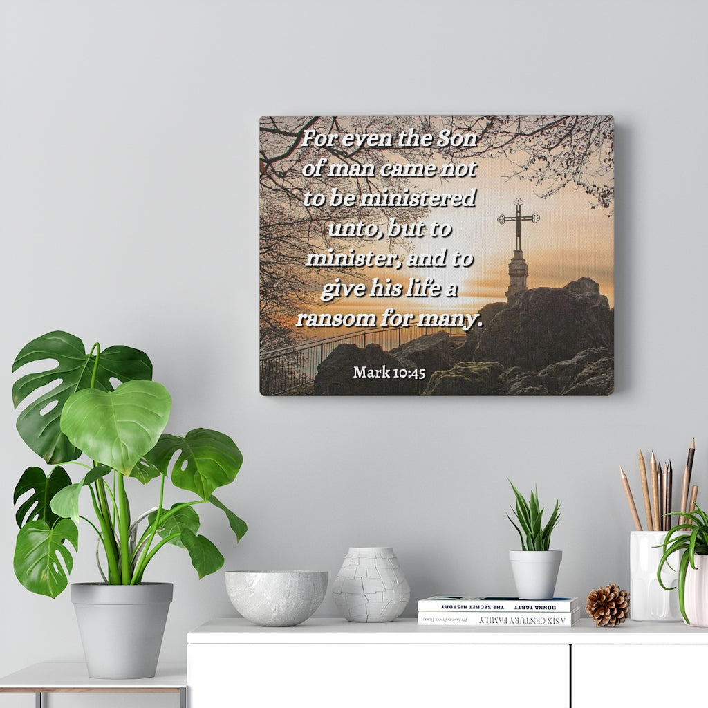 Scripture Walls Son Of Man Mark 10:45 Bible Verse Canvas Christian Wall Art Ready to Hang Unframed-Express Your Love Gifts