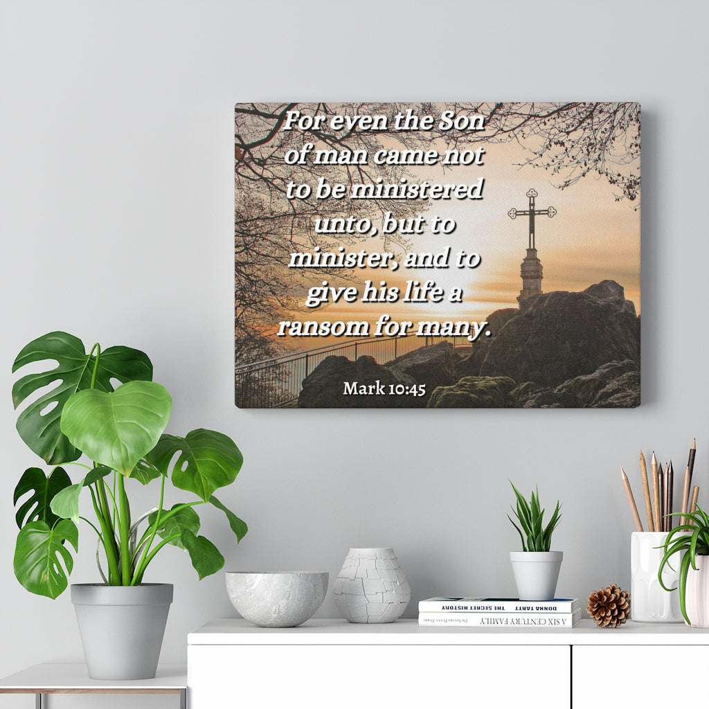 Scripture Walls Son Of Man Mark 10:45 Bible Verse Canvas Christian Wall Art Ready to Hang Unframed-Express Your Love Gifts