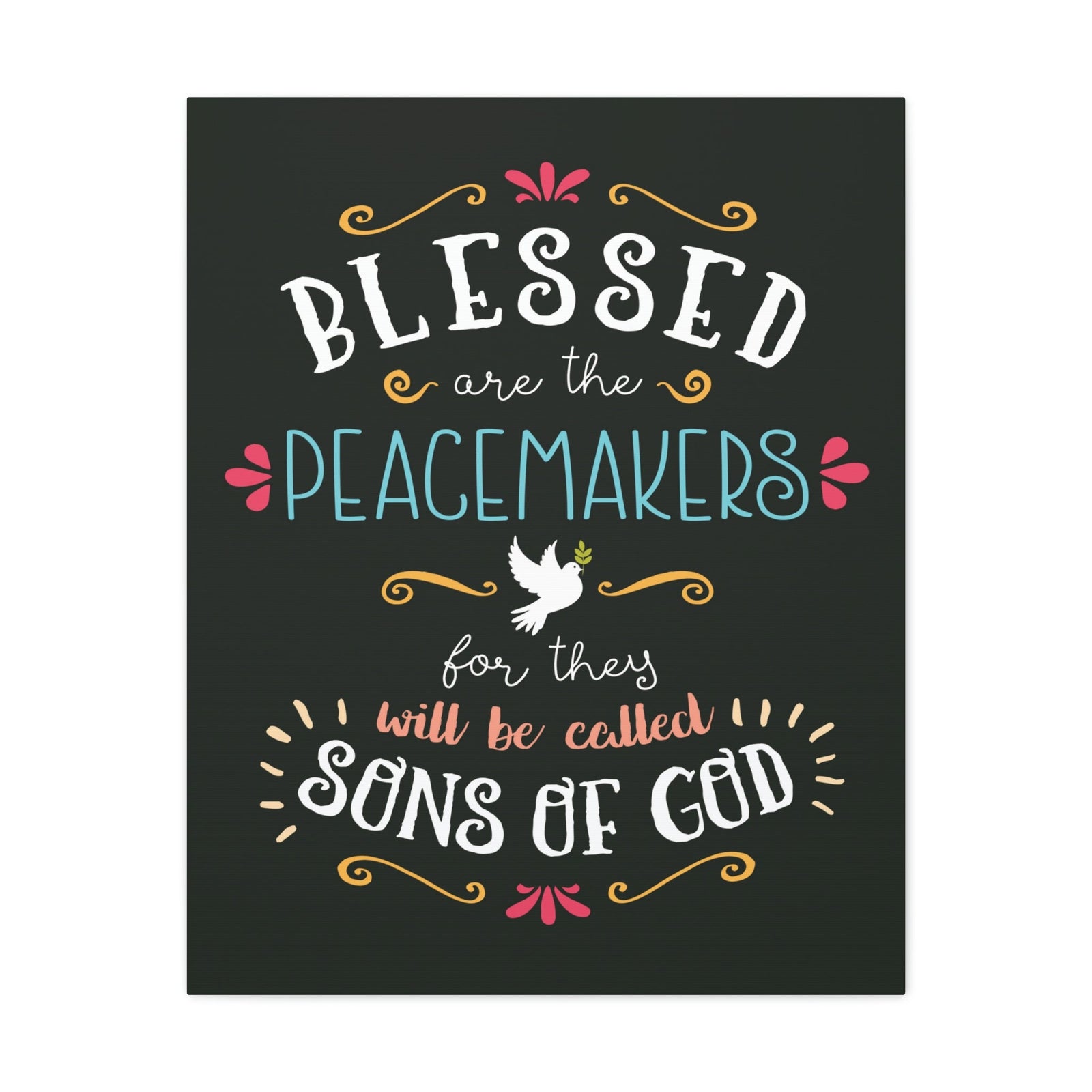 Scripture Walls Sons Of God Matthew 5:9 Dark Christian Wall Art Bible Verse Print Ready to Hang Unframed-Express Your Love Gifts