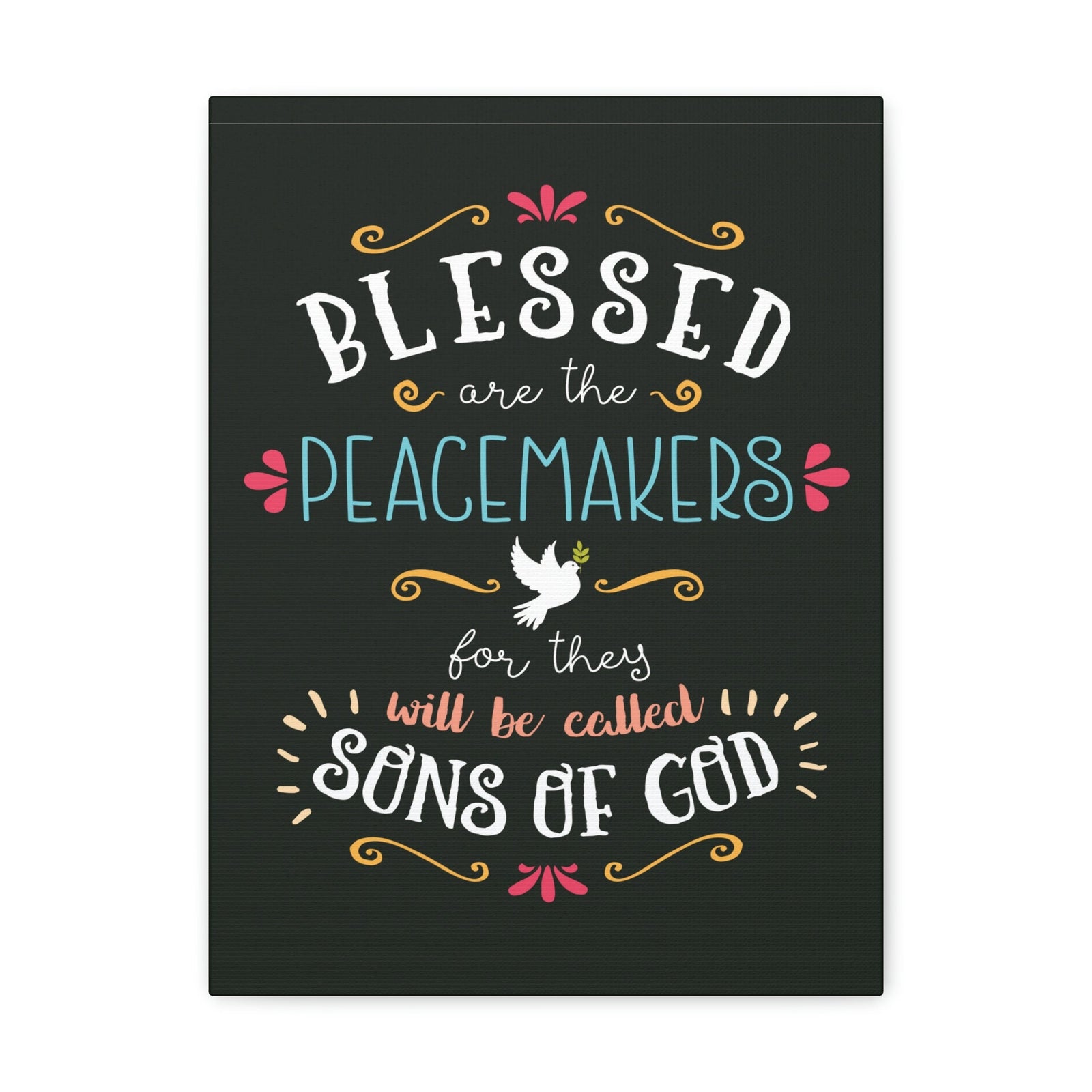 Scripture Walls Sons Of God Matthew 5:9 Dark Christian Wall Art Bible Verse Print Ready to Hang Unframed-Express Your Love Gifts