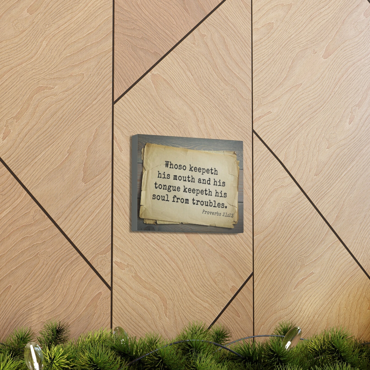 Scripture Walls Soul From Troubles Proverbs 21:23 Bible Verse Canvas Christian Wall Art Bible Verse Print Ready To Hang Unframed-Express Your Love Gifts