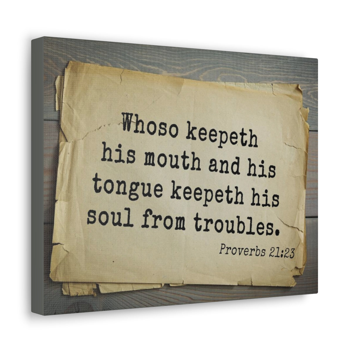 Scripture Walls Soul From Troubles Proverbs 21:23 Bible Verse Canvas Christian Wall Art Bible Verse Print Ready To Hang Unframed-Express Your Love Gifts