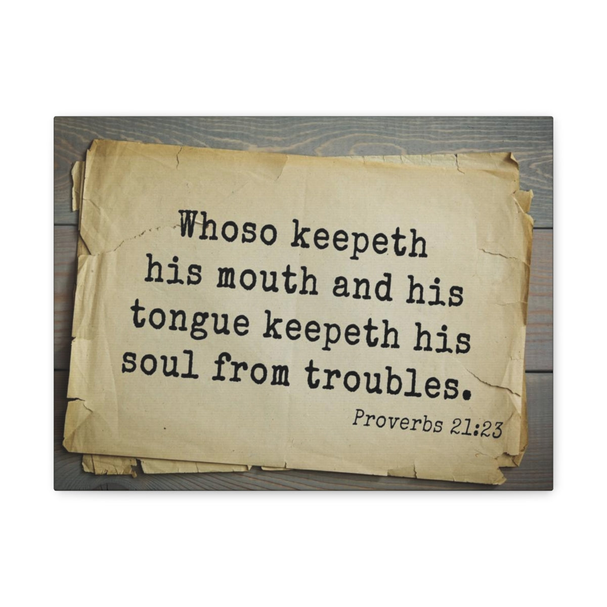 Scripture Walls Soul From Troubles Proverbs 21:23 Bible Verse Canvas Christian Wall Art Bible Verse Print Ready To Hang Unframed-Express Your Love Gifts