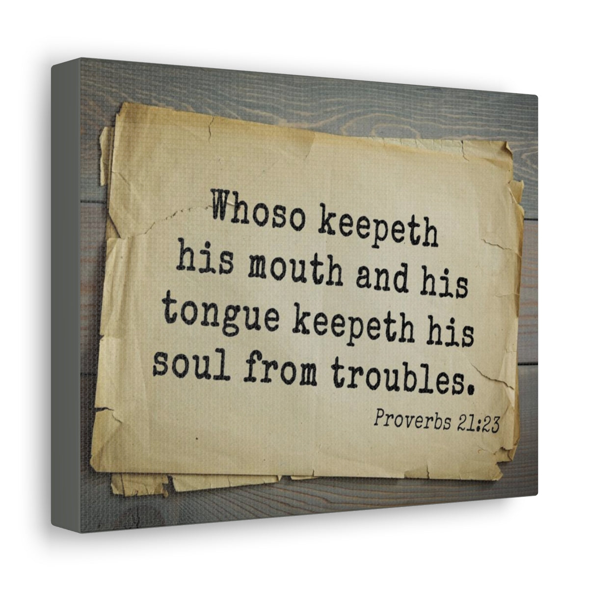 Scripture Walls Soul From Troubles Proverbs 21:23 Bible Verse Canvas Christian Wall Art Bible Verse Print Ready To Hang Unframed-Express Your Love Gifts