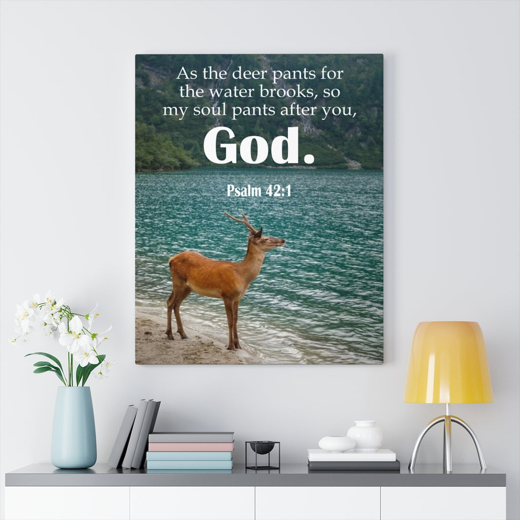 Scripture Walls Soul Pants Psalm 42:1 Bible Verse Canvas Christian Wall Art Ready to Hang Unframed-Express Your Love Gifts
