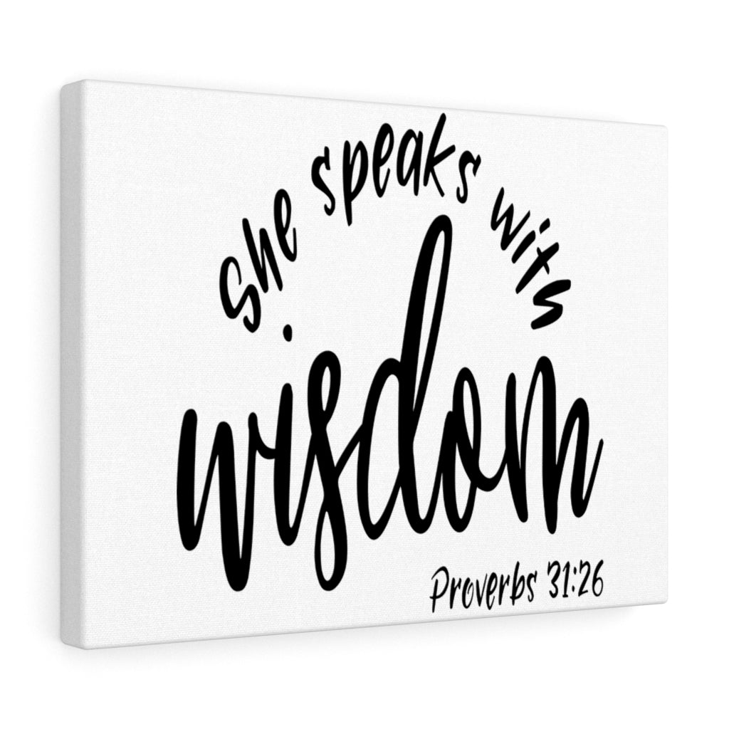Scripture Walls Speaks With Wisdom Proverbs 31:26 Bible Verse Canvas Christian Wall Art Ready to Hang Unframed-Express Your Love Gifts