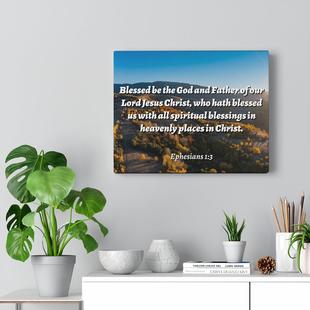 Scripture Walls Spiritual Blessings Ephesians 1:3 Bible Verse Canvas Christian Wall Art Ready to Hang Unframed-Express Your Love Gifts