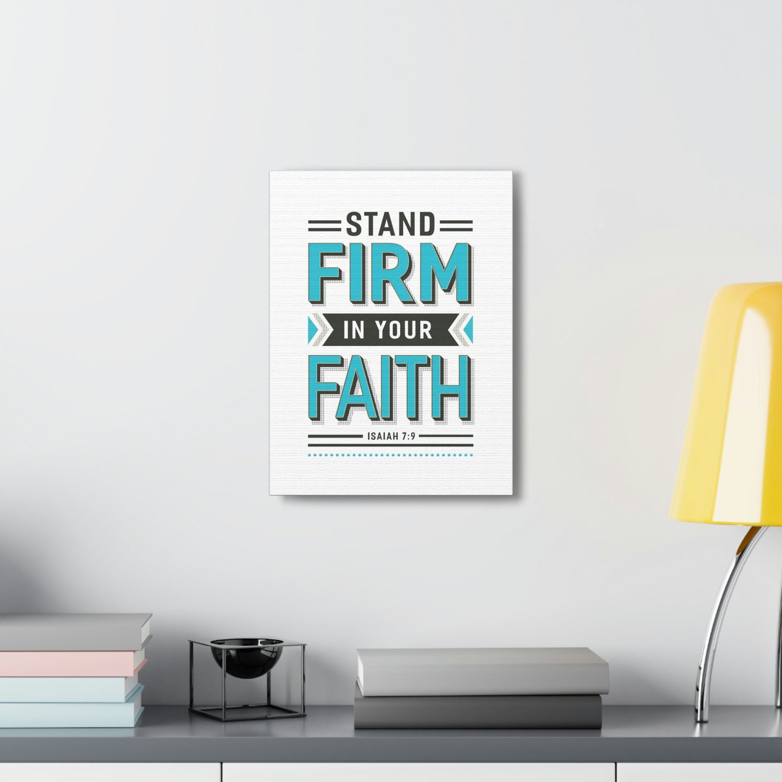 Scripture Walls Stand Firm In Your Faith 1 Corinthians 16:13 Blue Christian Wall Art Bible Verse Print Ready to Hang Unframed-Express Your Love Gifts