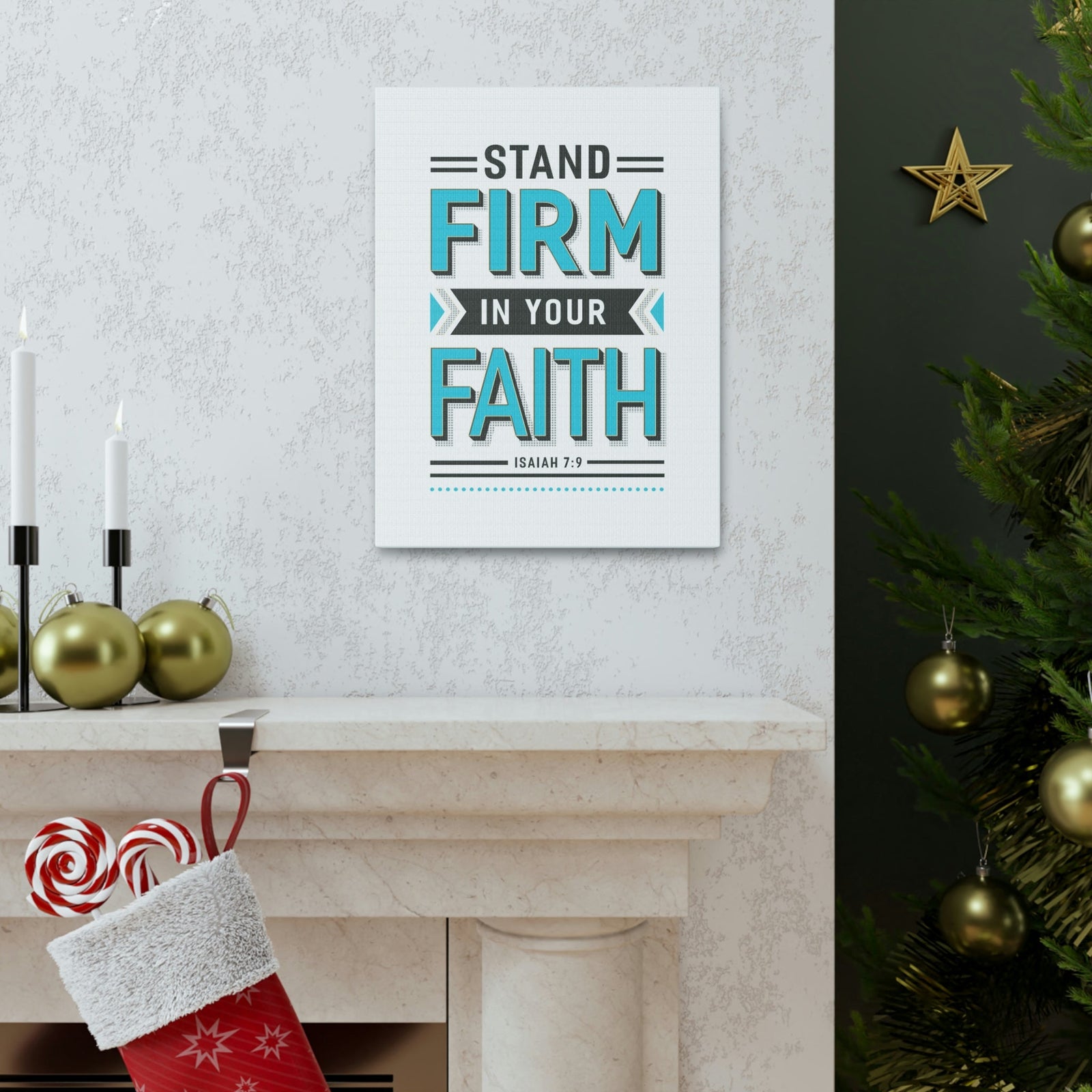 Scripture Walls Stand Firm In Your Faith 1 Corinthians 16:13 Blue Christian Wall Art Bible Verse Print Ready to Hang Unframed-Express Your Love Gifts