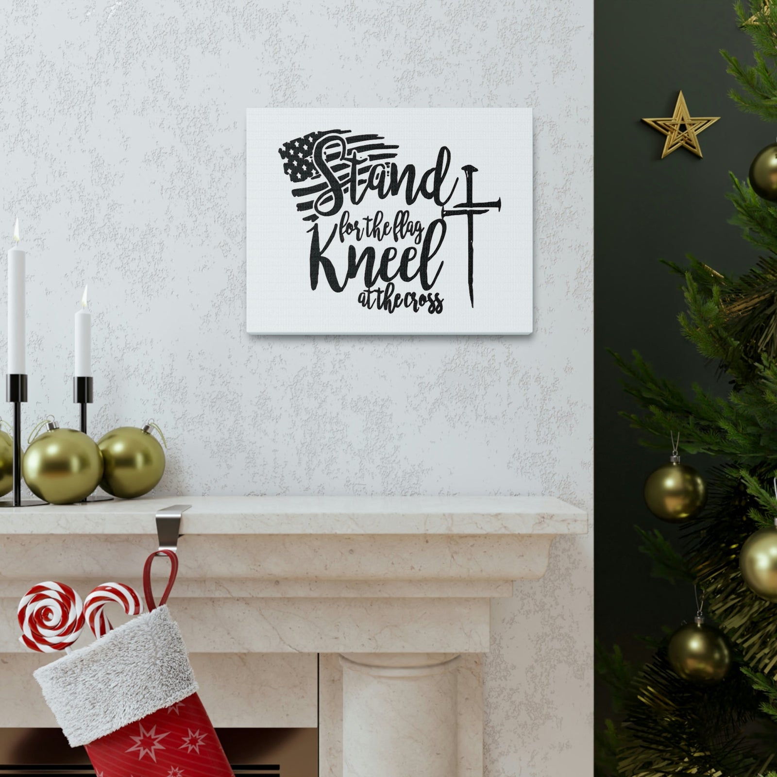 Scripture Walls Stand For The Flag, Kneel At The Cross Galatians 2:20 Christian Wall Art Print Ready to Hang Unframed-Express Your Love Gifts