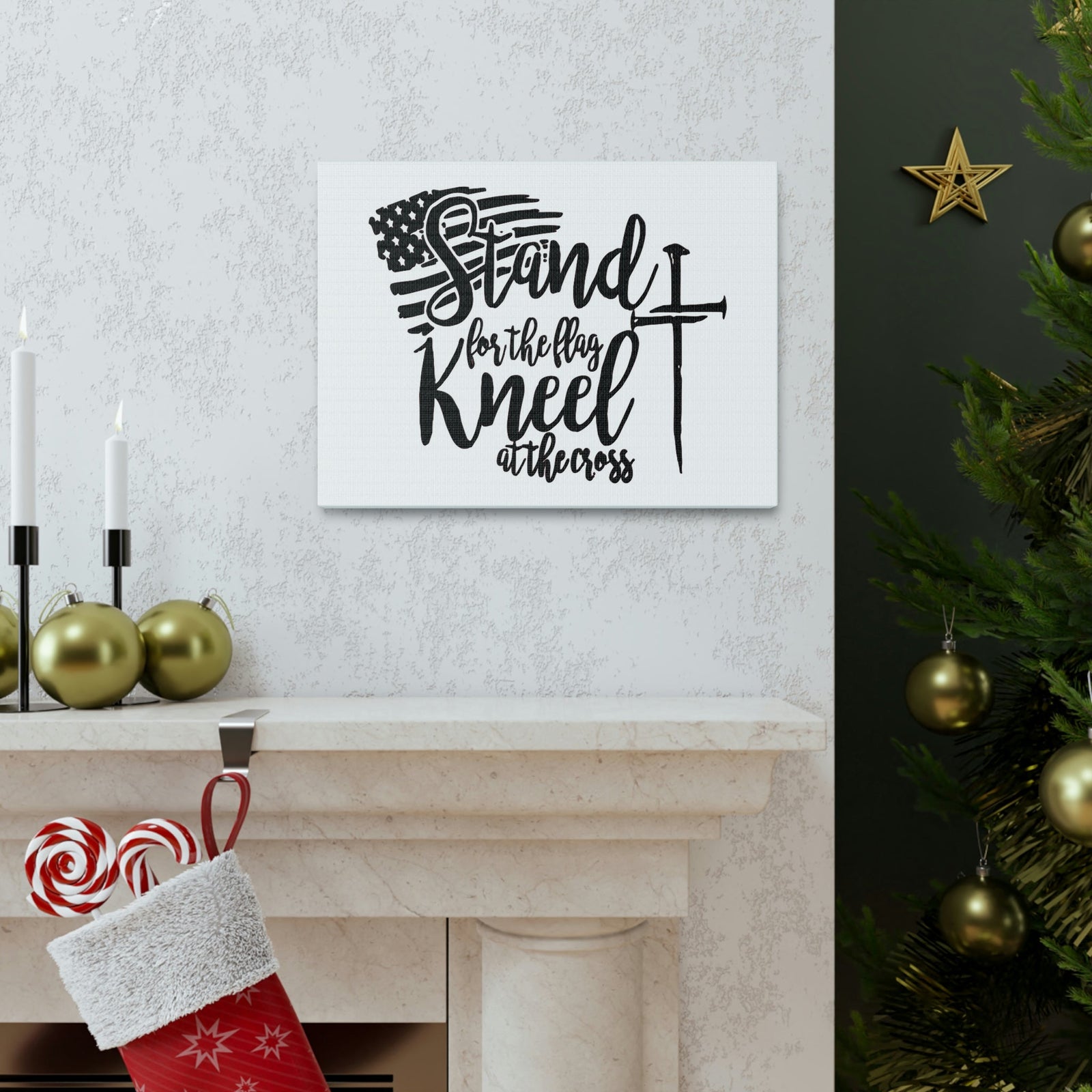 Scripture Walls Stand For The Flag, Kneel At The Cross Galatians 2:20 Christian Wall Art Print Ready to Hang Unframed-Express Your Love Gifts