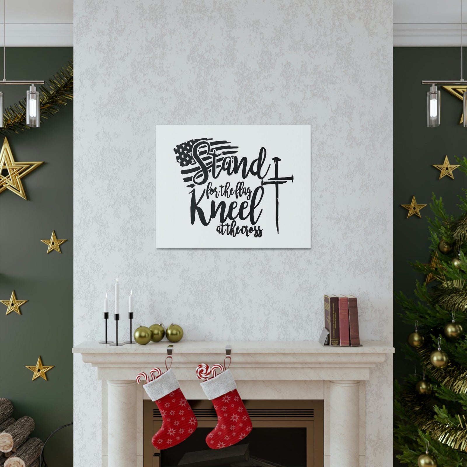 Scripture Walls Stand For The Flag, Kneel At The Cross Galatians 2:20 Christian Wall Art Print Ready to Hang Unframed-Express Your Love Gifts