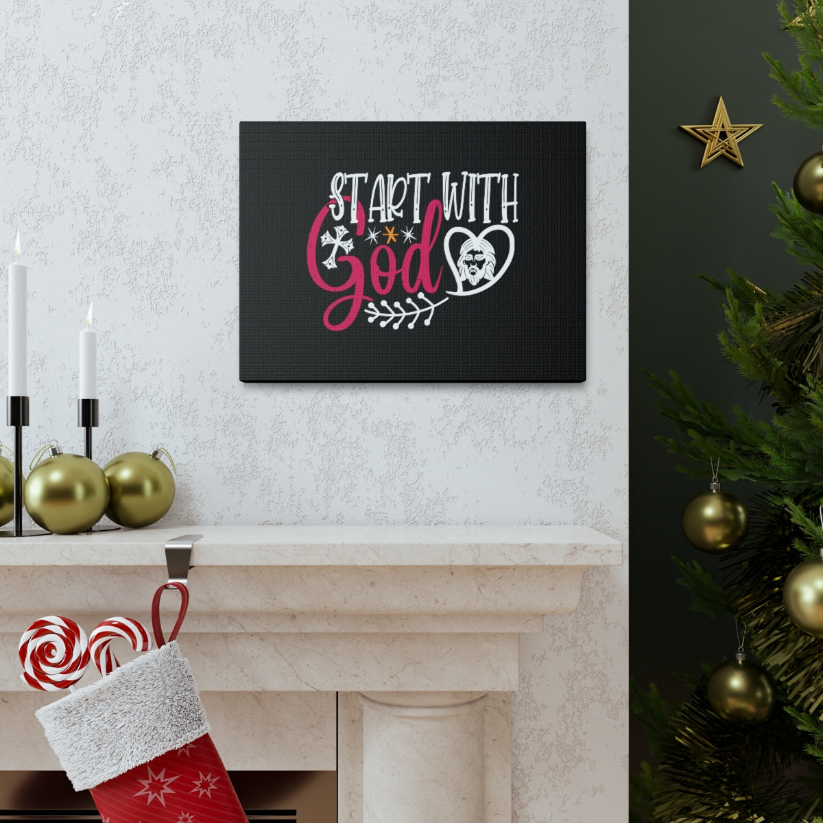 Scripture Walls Start With God Proverbs 1:7 Christian Wall Art Bible Verse Print Ready to Hang Unframed-Express Your Love Gifts