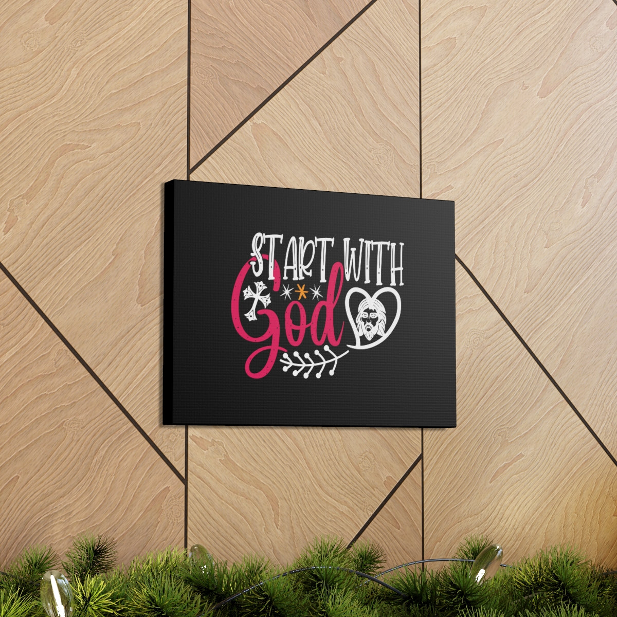 Scripture Walls Start With God Proverbs 1:7 Christian Wall Art Bible Verse Print Ready to Hang Unframed-Express Your Love Gifts
