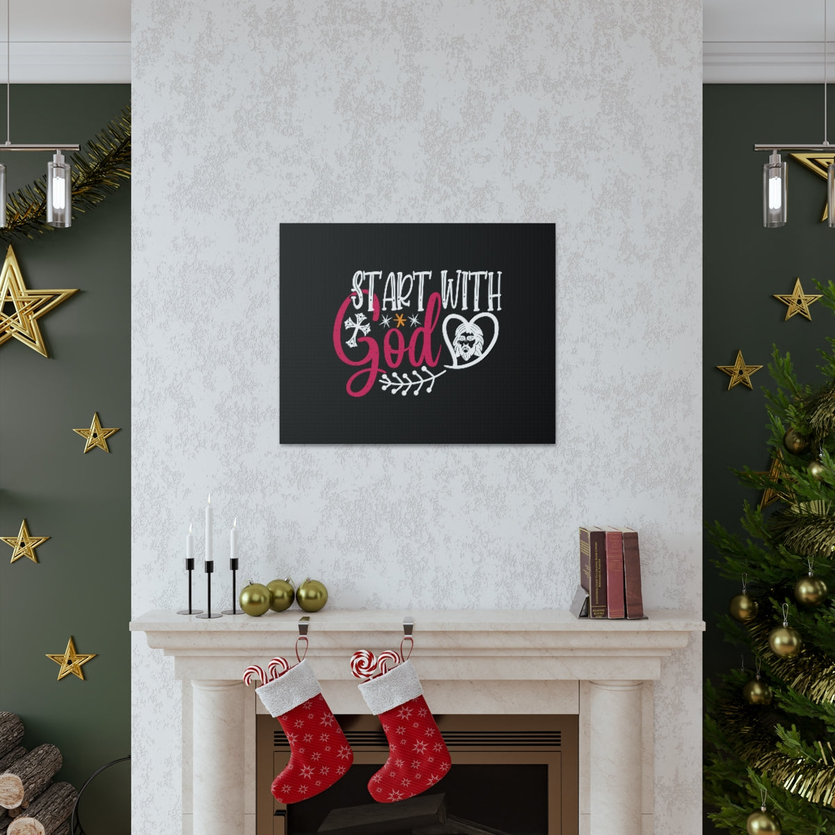 Scripture Walls Start With God Proverbs 1:7 Christian Wall Art Bible Verse Print Ready to Hang Unframed-Express Your Love Gifts