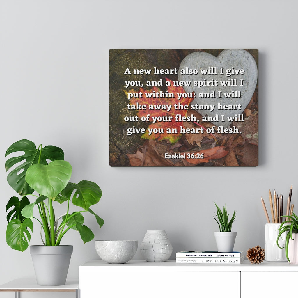 Scripture Walls Stony Heart Ezekiel 36:26 Bible Verse Canvas Christian Wall Art Ready to Hang Unframed-Express Your Love Gifts
