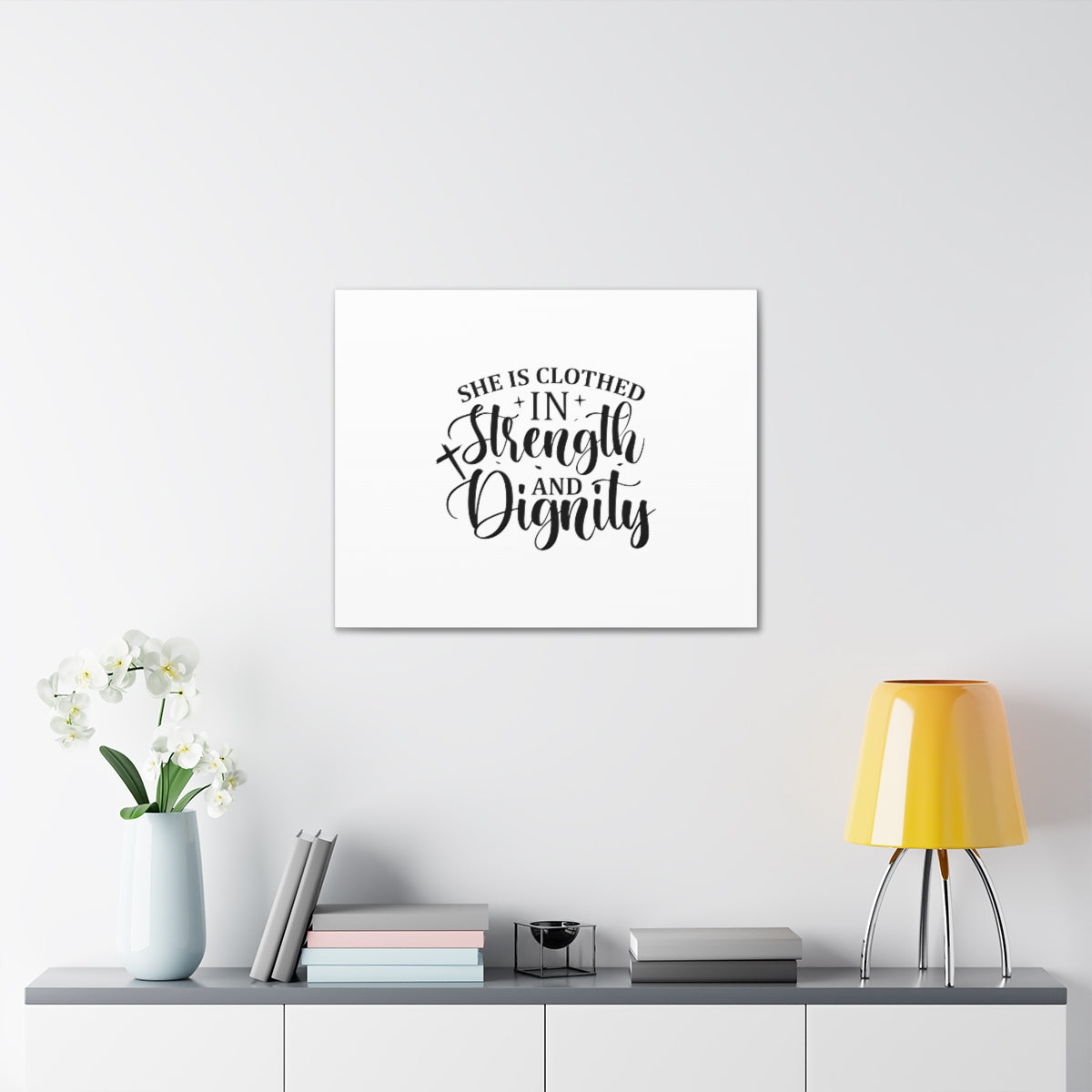 Scripture Walls Strength And Dignity Proverbs 31:25 Plain Christian Wall Art Bible Verse Print Ready to Hang Unframed-Express Your Love Gifts
