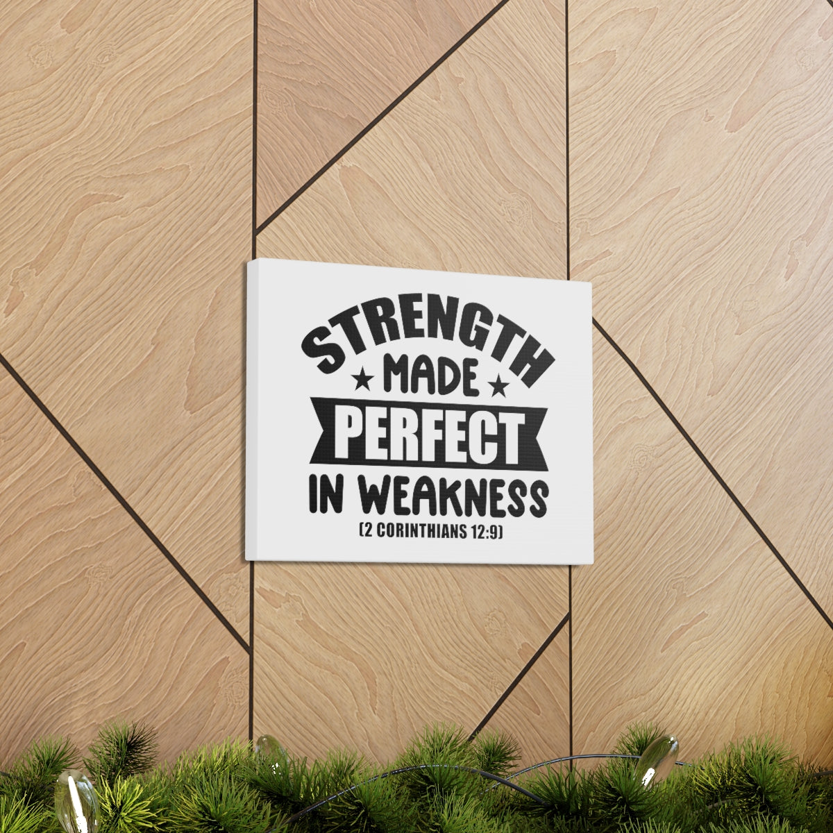 Scripture Walls Strength Made 2 Corinthians 12:9 Stars Bible Verse Canvas Christian Wall Art Ready to Hang Unframed-Express Your Love Gifts