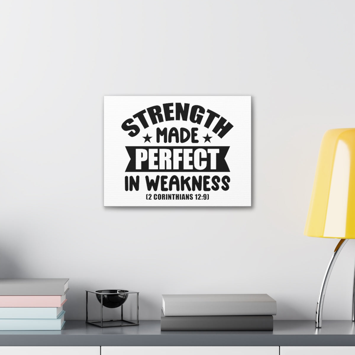 Scripture Walls Strength Made 2 Corinthians 12:9 Stars Bible Verse Canvas Christian Wall Art Ready to Hang Unframed-Express Your Love Gifts