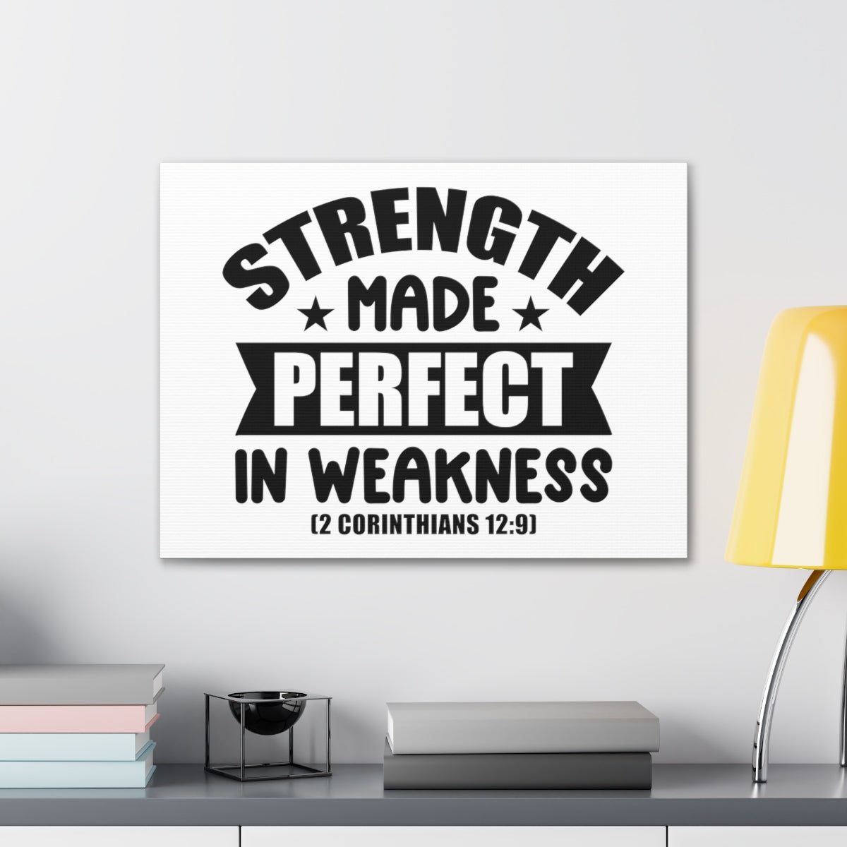 Scripture Walls Strength Made 2 Corinthians 12:9 Stars Bible Verse Canvas Christian Wall Art Ready to Hang Unframed-Express Your Love Gifts