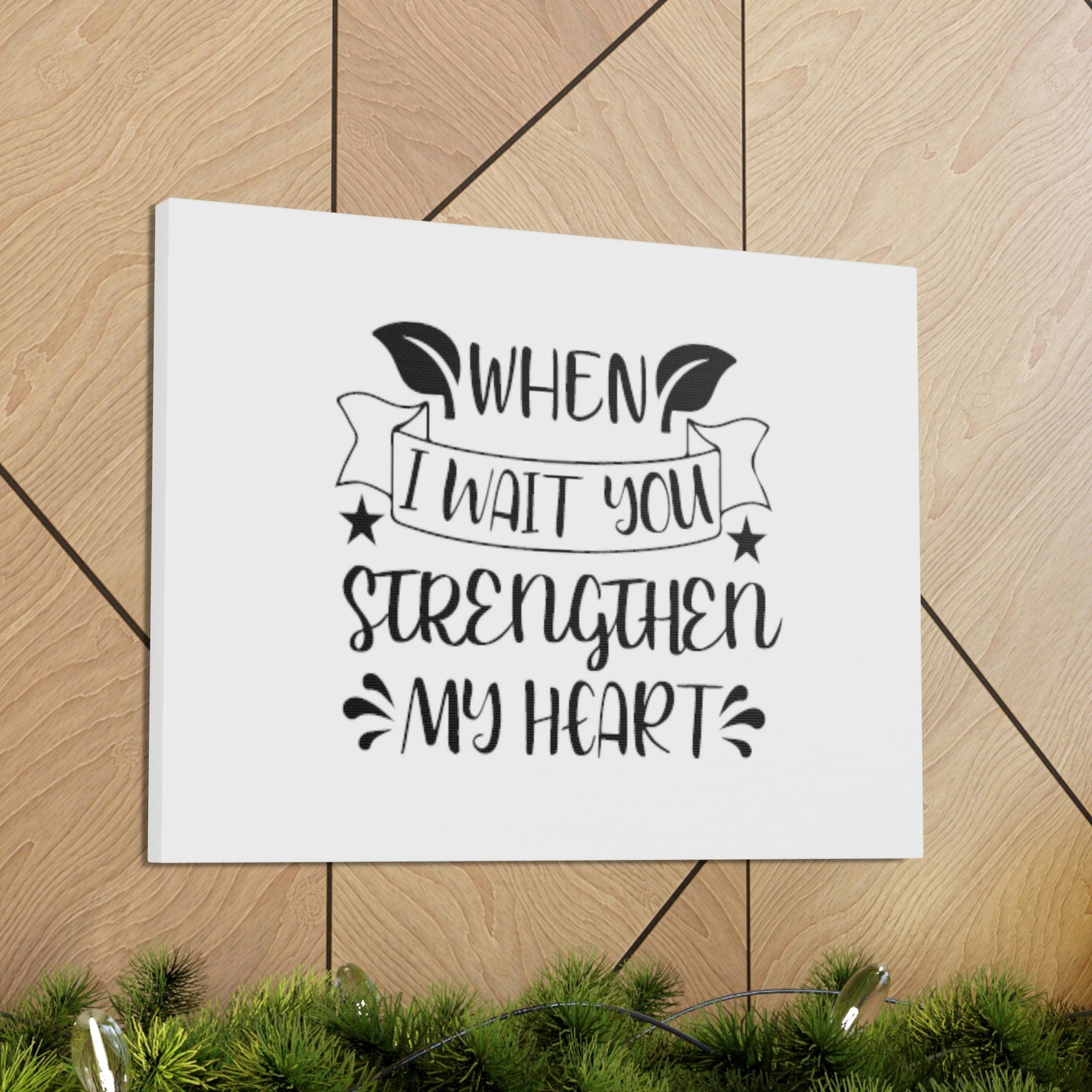 Scripture Walls Strengthen My Heart Psalm 27:14 Leaves Christian Wall Art Bible Verse Print Ready to Hang Unframed-Express Your Love Gifts