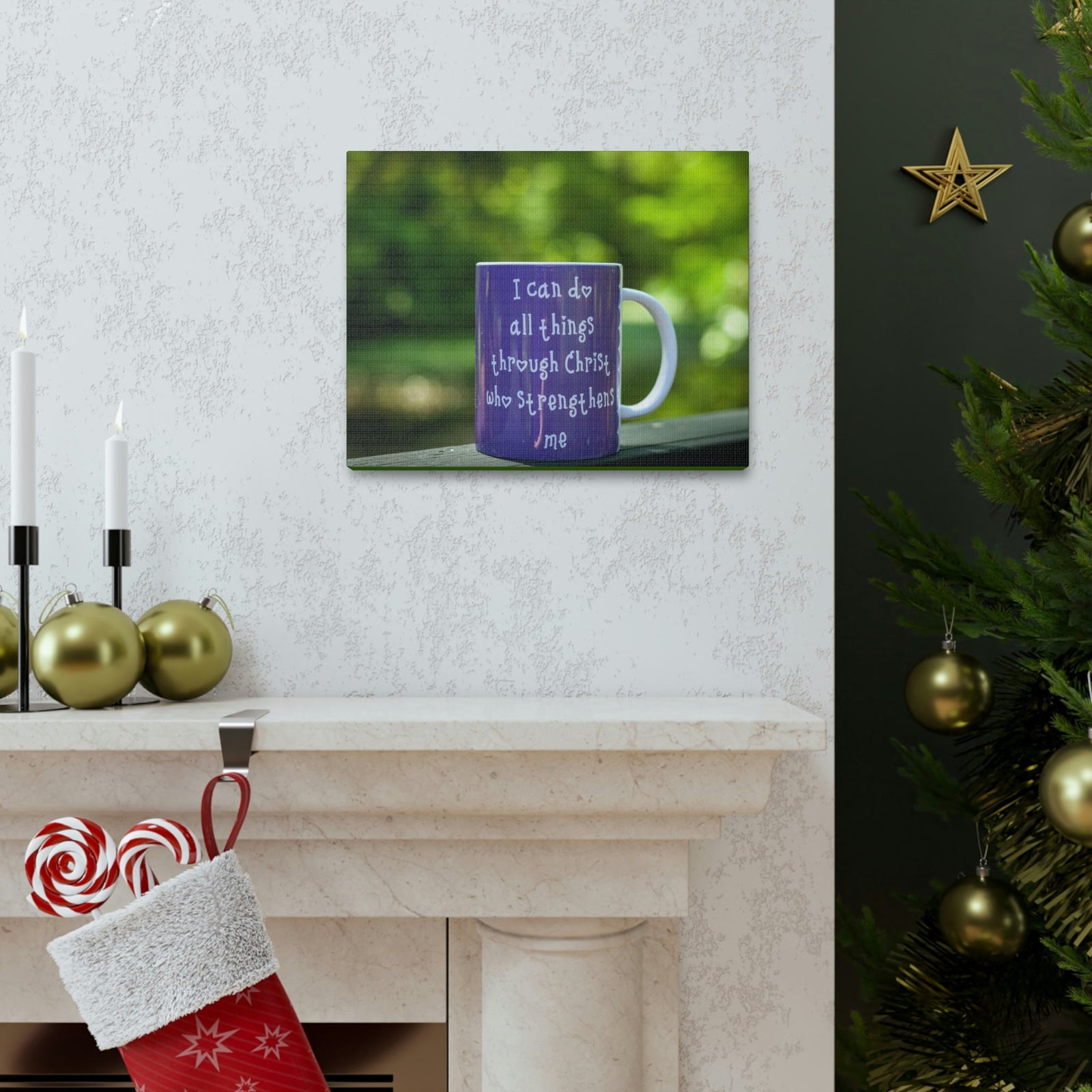 Scripture Walls Strengthens Me Philippians 4:13 Purple Mug Christian Wall Art Bible Verse Print Ready to Hang Unframed-Express Your Love Gifts