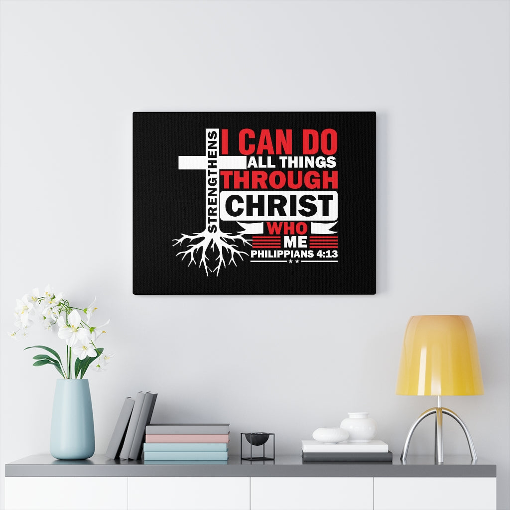 Scripture Walls Strengthens Me Red Cross Philippians 4:13 Bible Verse Canvas Christian Wall Art Ready to Hang Unframed-Express Your Love Gifts