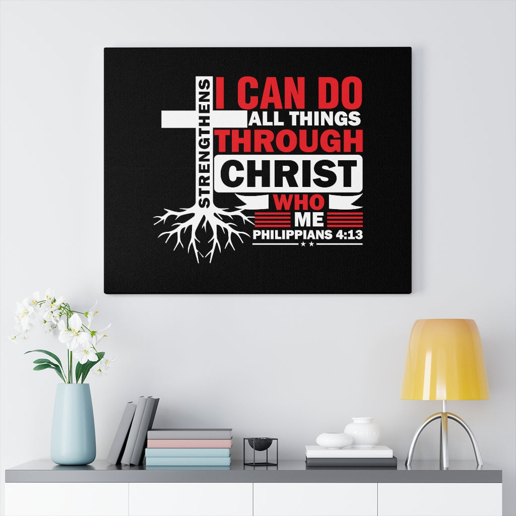 Scripture Walls Strengthens Me Red Cross Philippians 4:13 Bible Verse Canvas Christian Wall Art Ready to Hang Unframed-Express Your Love Gifts