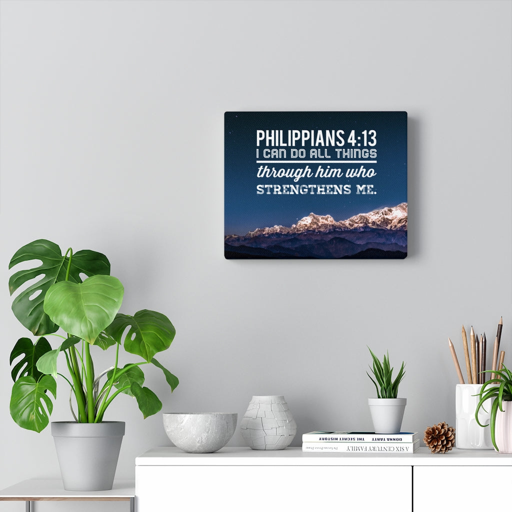 Scripture Walls Strengthens Philippians 4:13 Blue Sky Bible Verse Canvas Christian Wall Art Ready to Hang Unframed-Express Your Love Gifts