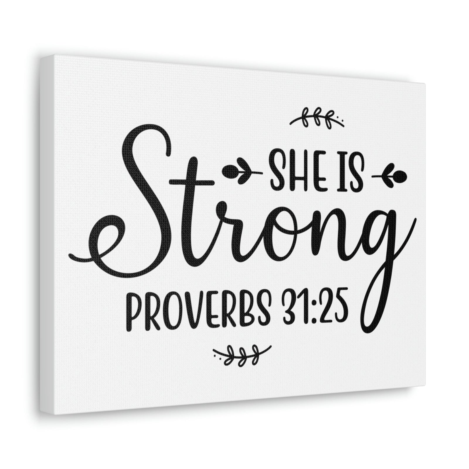 Scripture Walls Strong Proverbs 31:25 Leaves Bible Verse Canvas Christian Wall Art Ready to Hang Unframed-Express Your Love Gifts